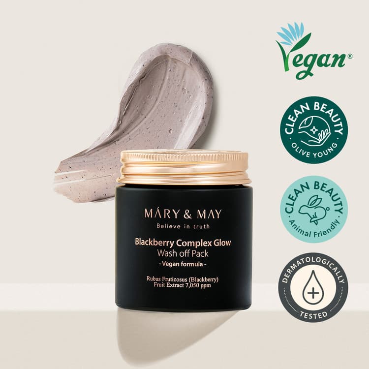 Vegan Blackberry Complex Glow Wash off Pack - Rozświetlająca Maseczka Glinkowa - 125g - Mary&May