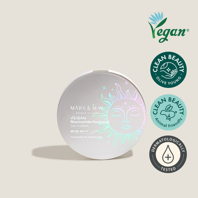 Vegan Niacinamide Panthenol Sun Cushion - Krem z Filtrem w Poduszce - 25g - Mary&May