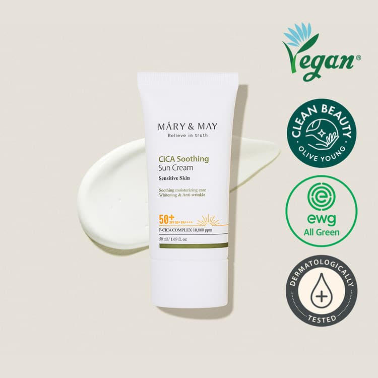 Cica Soothing Sun Cream SPF50+/PA++++ - Kojąco-Nawilżający Krem z Filtrem Przeciwsłonecznym - 50ml - Mary&May